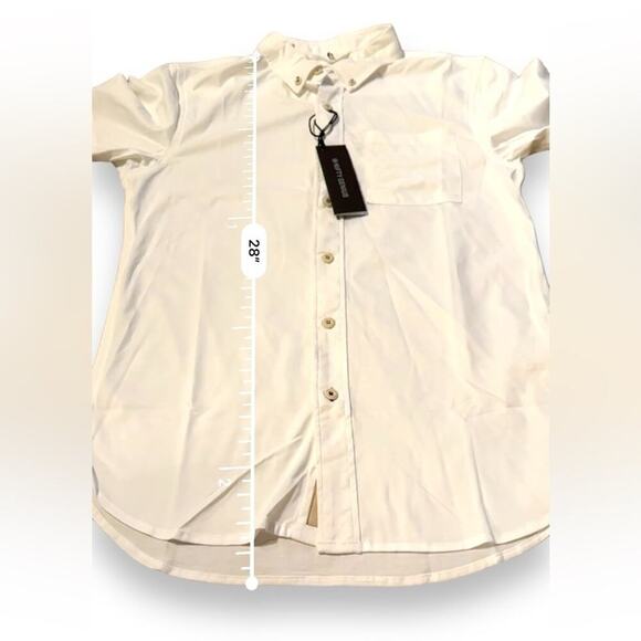 Nifty Genius White Short Sleeve Collared Button Down Shirt Sz XS NEW - Picture 8 of 8